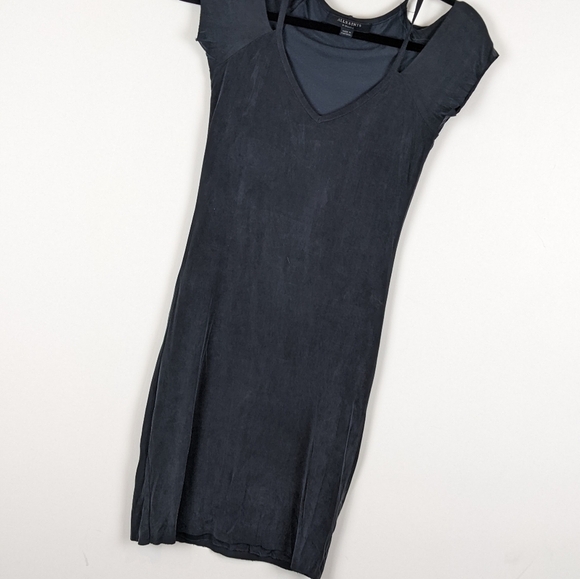 ALL Saints 100% Silk Black Mini Dress XS - Picture 13 of 14